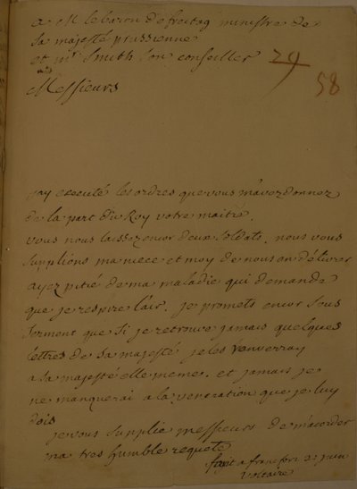 Una petizione per essere rilasciato dalla prigione, 31 giugno 1753 da Francois Marie Arouet Voltaire